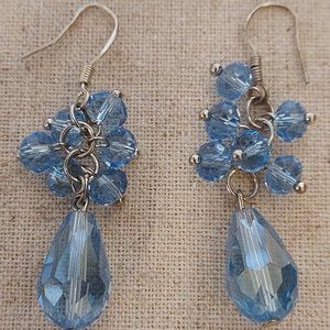 Sterling blue cut crystal drop earrings